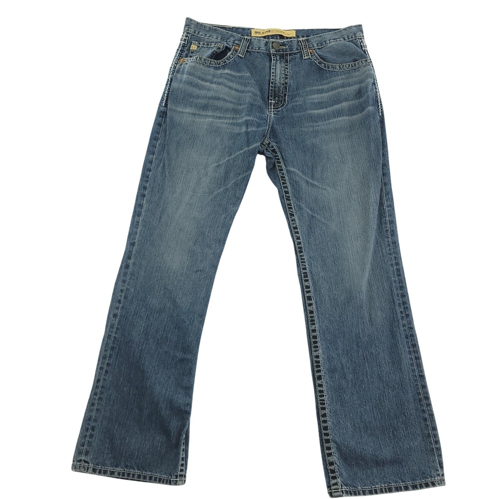 Big Star Pioneer Boot Jeans Mens 38x32 Blue Medium Wash Distressed Bootcut Denim